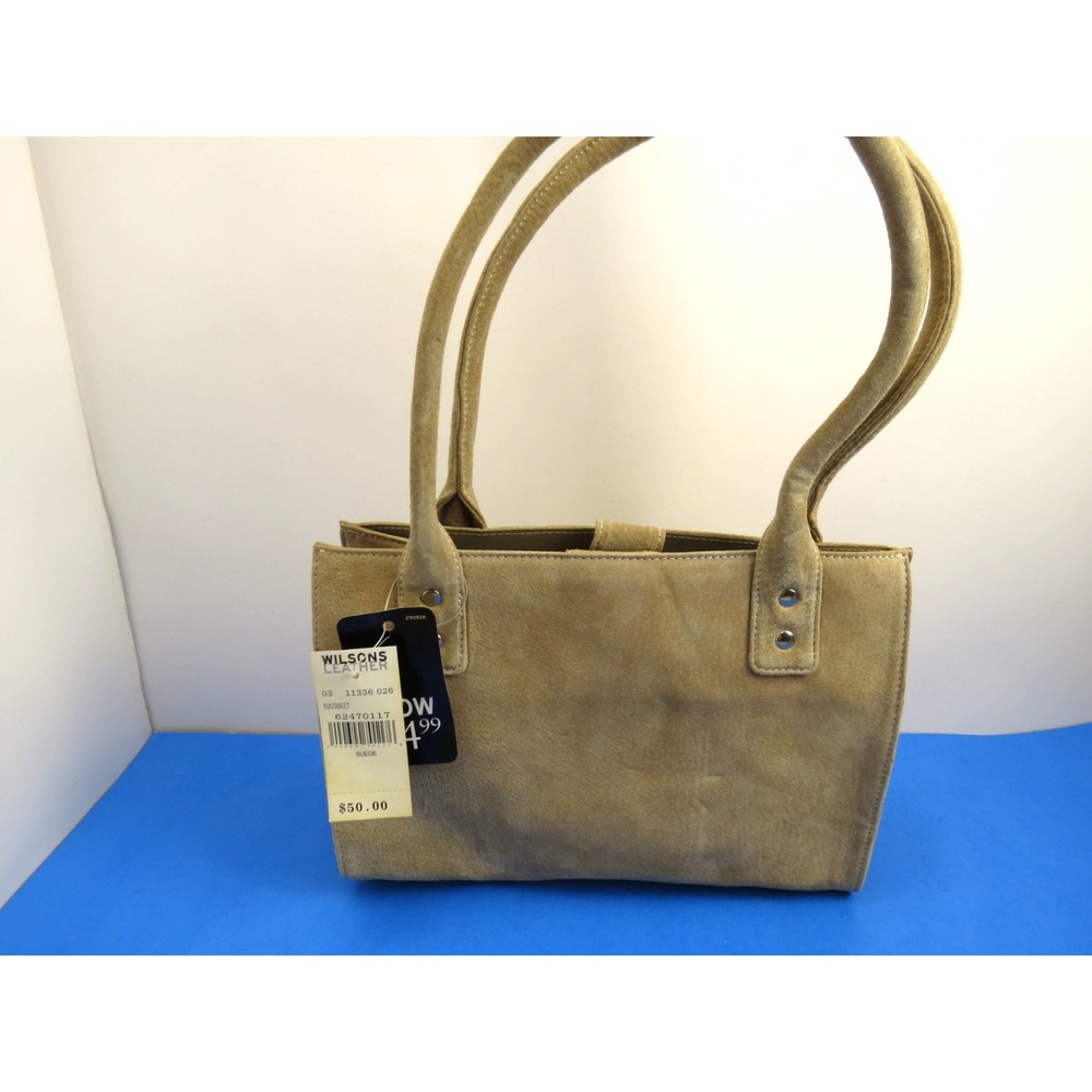Wilsons Leather Beige Suede Handbag Purse
